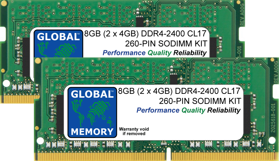 8GB (2 x 4GB) DDR4 2400MHz PC4-19200 260-PIN SODIMM MEMORY RAM KIT FOR LAPTOPS/NOTEBOOKS